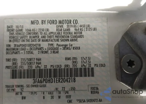 2014 Ford Fusion Se z USA, uszkodzony, nr VIN 3FA6P0HD1ER204218